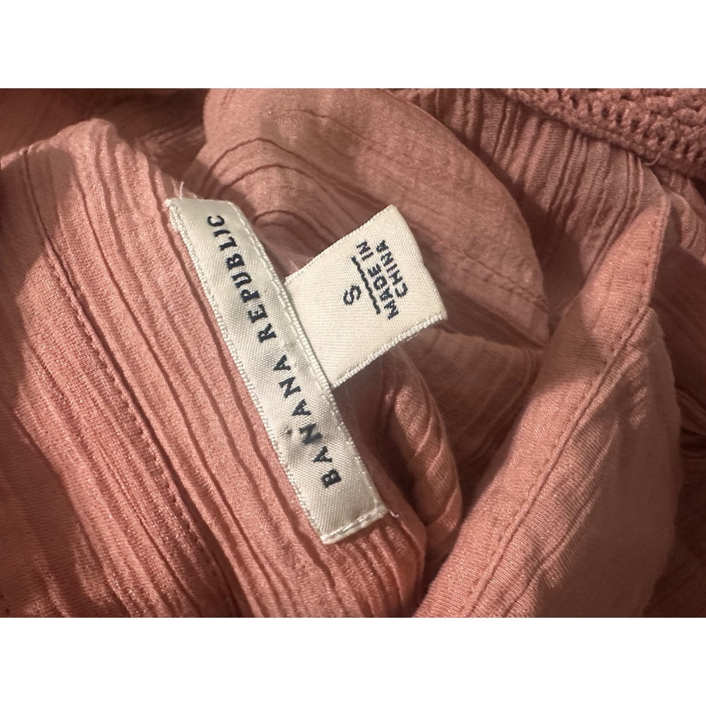 Banana Republic Silk Blend Crinkle Pintuck Tunic Shirt Dusty Rose Pink Small - Picture 7 of 7